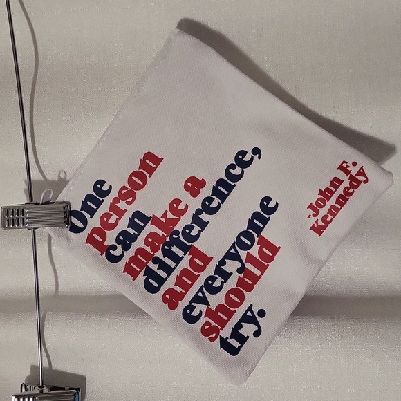 NWT Quotables Canvas Pouch JFK "One person" - Picture 1 of 3